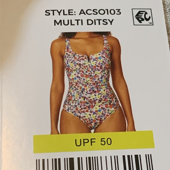 NWT Anne Cole Square Neck One Piece Swimsuit Ditsy Floral Sz Small - Picture 4 of 6